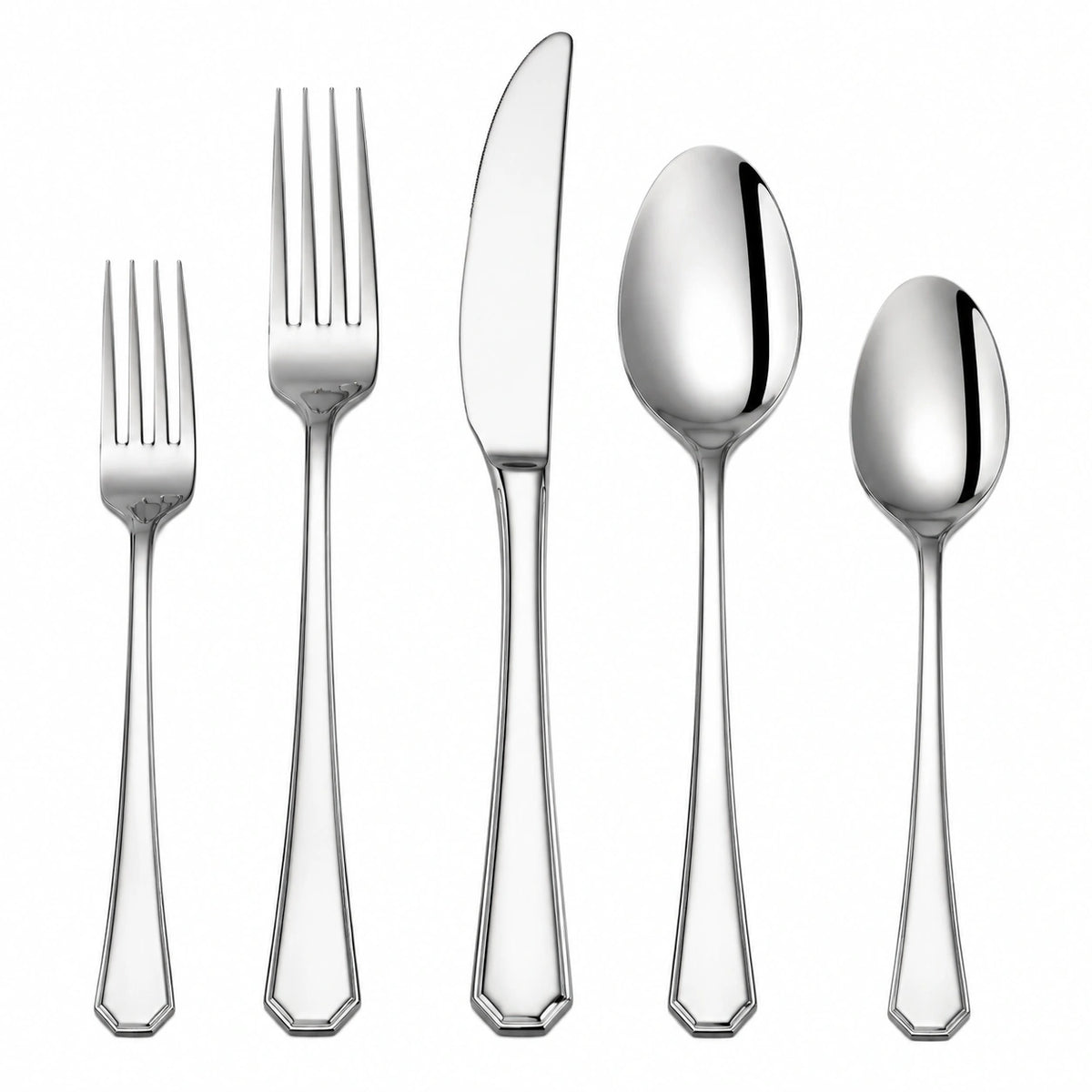 5-teiliges Besteckset 16-23 cm aus Edelstahl Silber für den Esstisch
