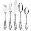 Besteckset 5-teilig bis 23 cm Edelstahl Silber Klassisch mit Reliefdekor