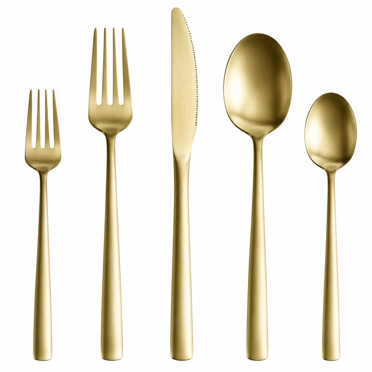 5-teiliges Besteckset Edelstahl Gold matt für den Esstisch