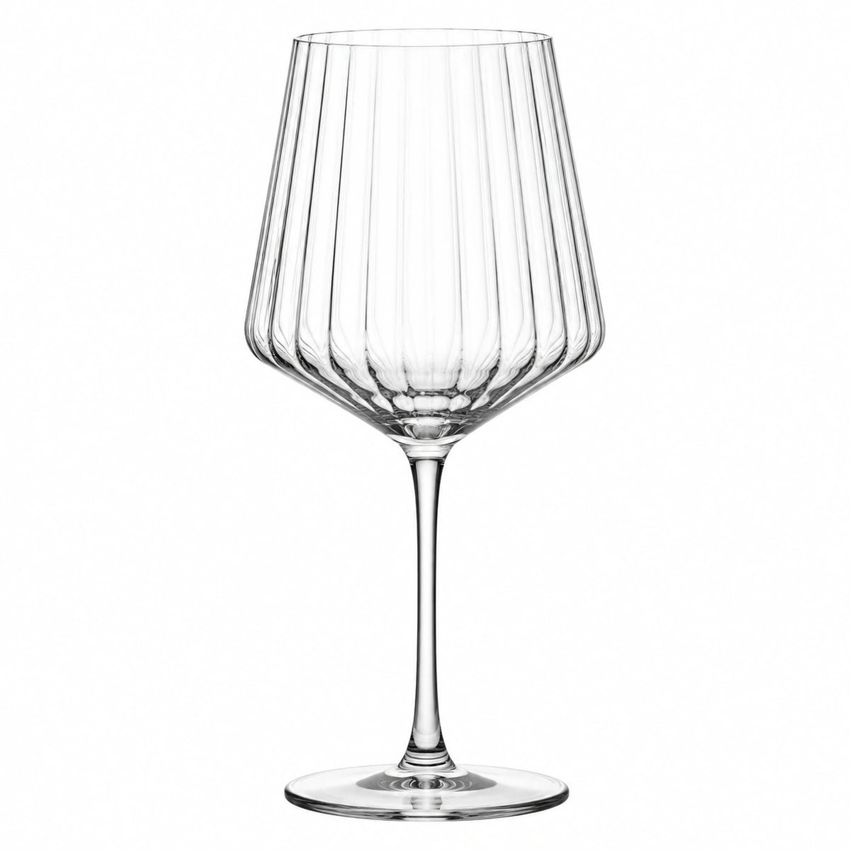 Rotweinglas 550 ml transparentes Glas gerilltes Stielglas