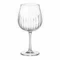 Weinglas 550 ml 22.5 cm transparentes Glas mit vertikalem Relief auf Stiel