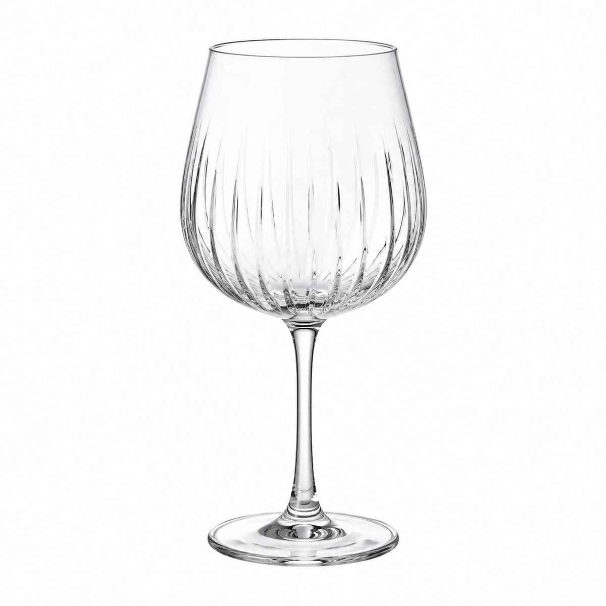 Weinglas 550 ml 22.5 cm transparentes Glas mit vertikalem Relief auf Stiel
