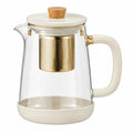 Teekanne 1.20 L Glas Cremeweiß mit Edelstahlfilter
