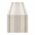 Tischläufer 180 x 33 cm aus Textilgewebe Beige Anthrazit gestreift für Esstische