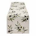 Tischläufer 40 x 180 cm aus Polyester Beige Grün mit Olivenzweig Muster