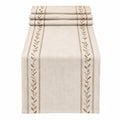 Tischläufer 180 x 33 cm Beige/Braun Webstoff mit Blattmuster dekorativ